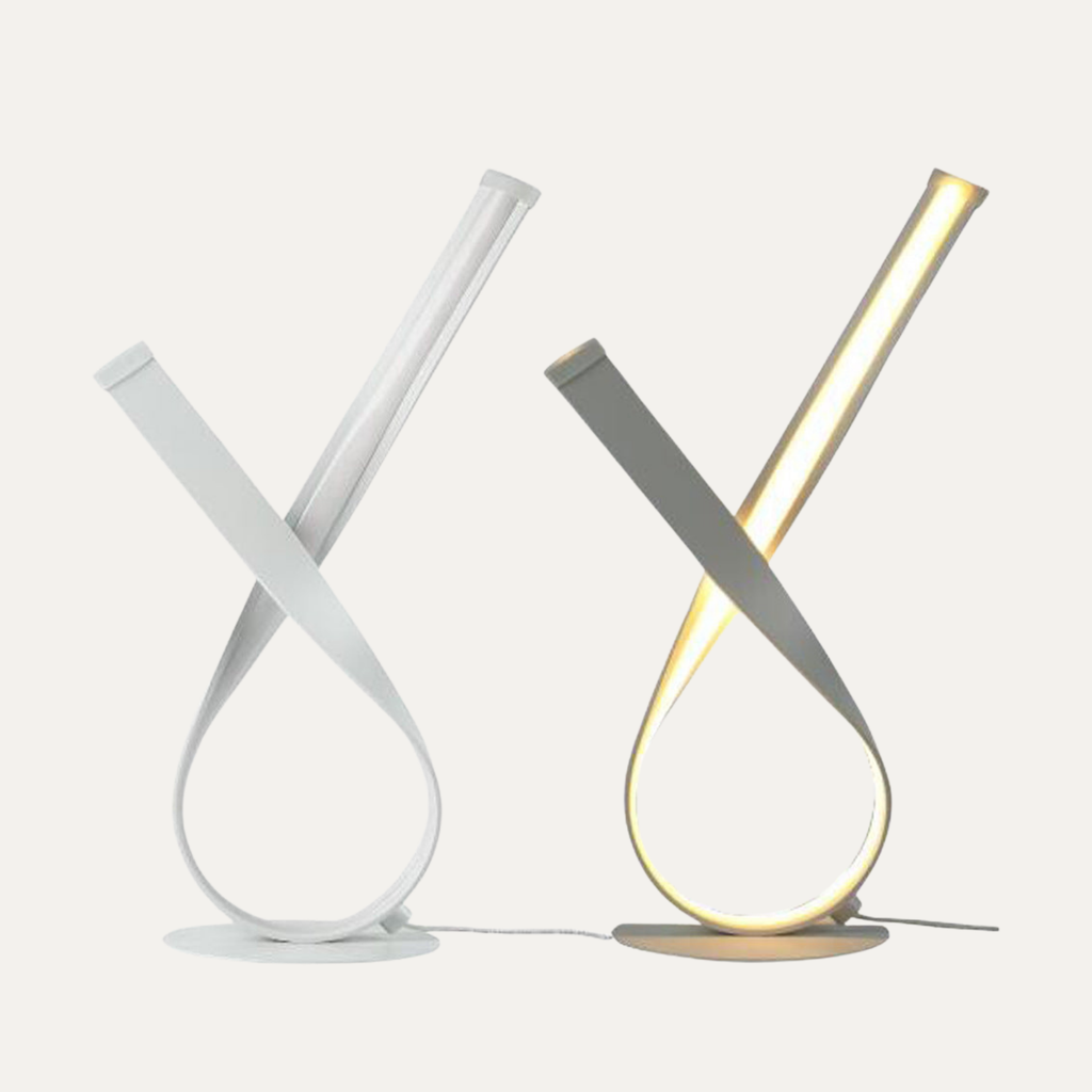 Ribbon LED Table Lamp shown off and on
