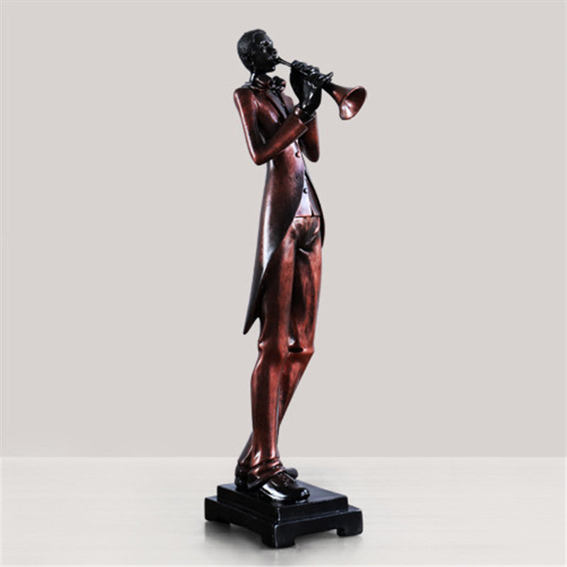 Jazz ensemble sculpture of an abstract trumpet player