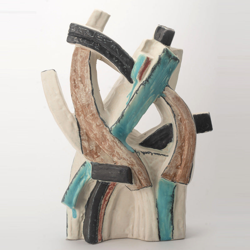 Sculptural ceramic vase with glazed finish