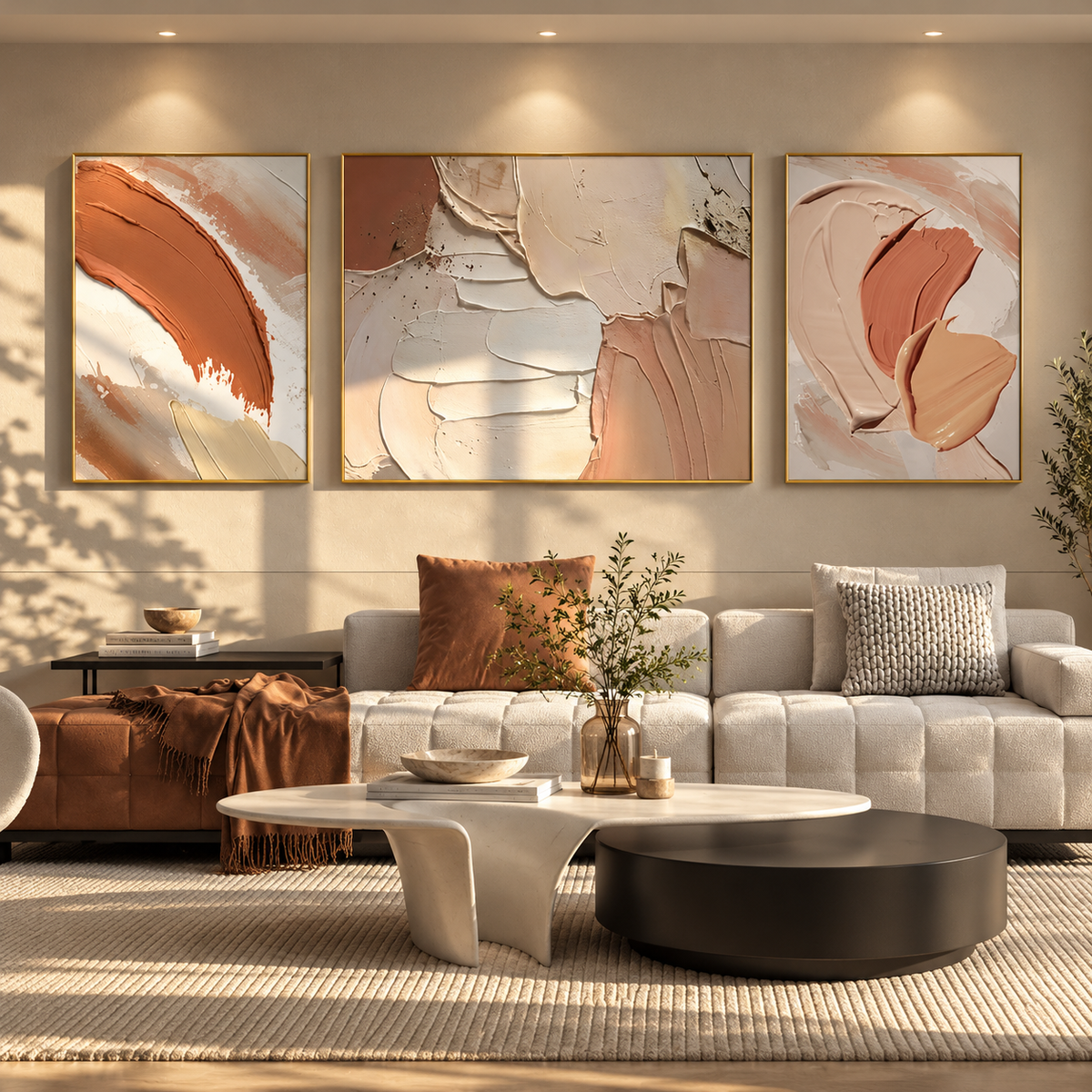Terracotta Elegance Abstract Art – Set of 3