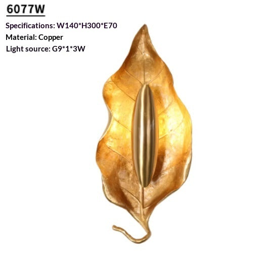 Golden leaf wall sconce – view 5