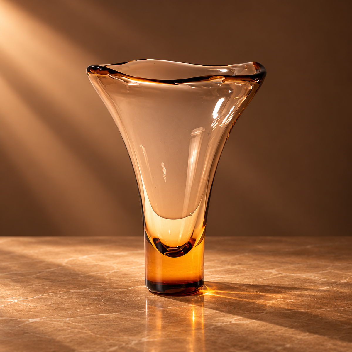 Amber Sculptural Glass Vase