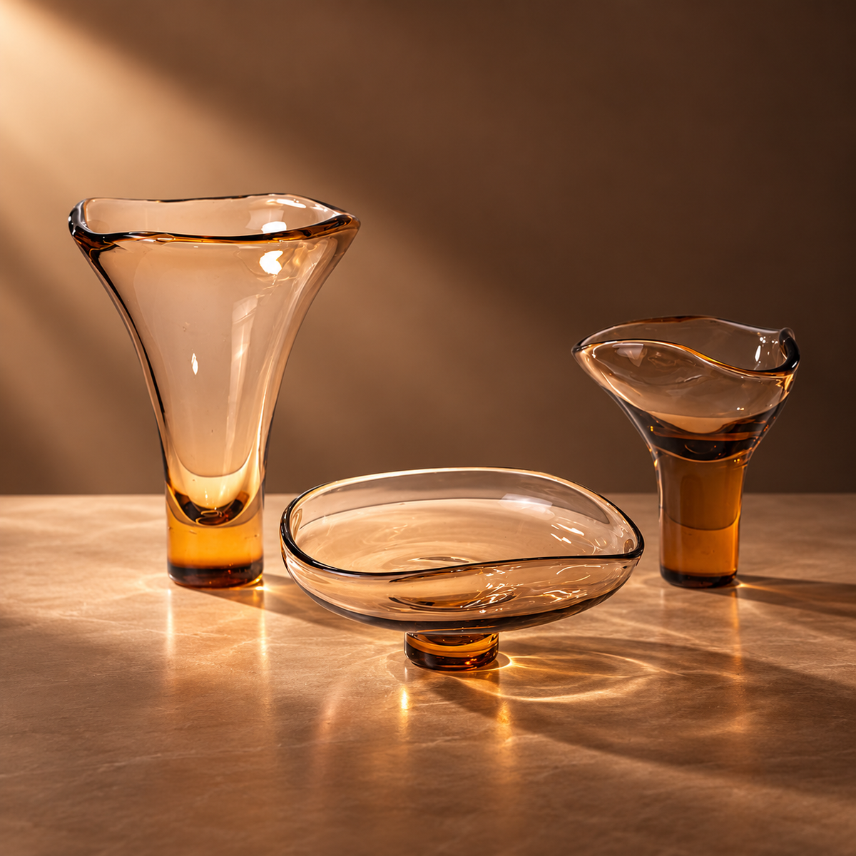 Amber Sculptural Glass Vase