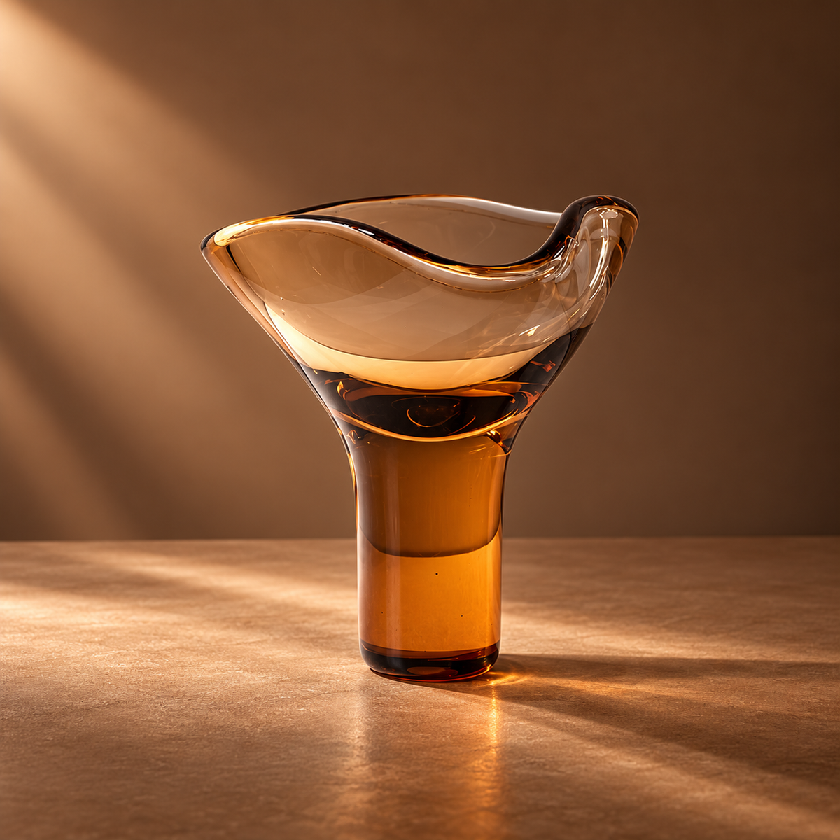 Amber Sculptural Glass Vase