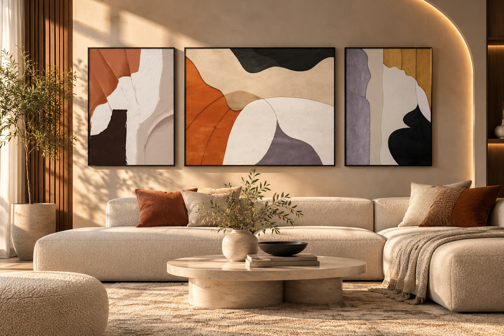Terracotta Elegance Abstract Art – Set of 3